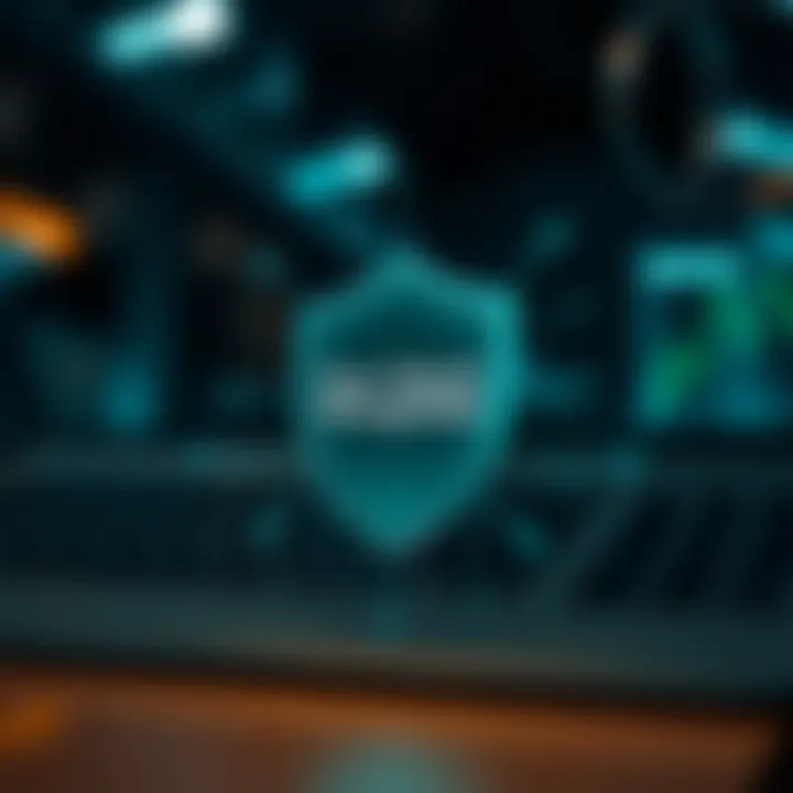 Ensuring Account Security and Access Illustration of secure account access with a shield symbolizing protection and digital security