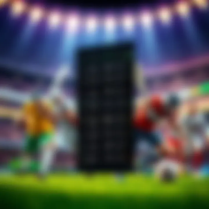 Graphic showing popular sports icons with betting odds overlay in a vibrant digital setting