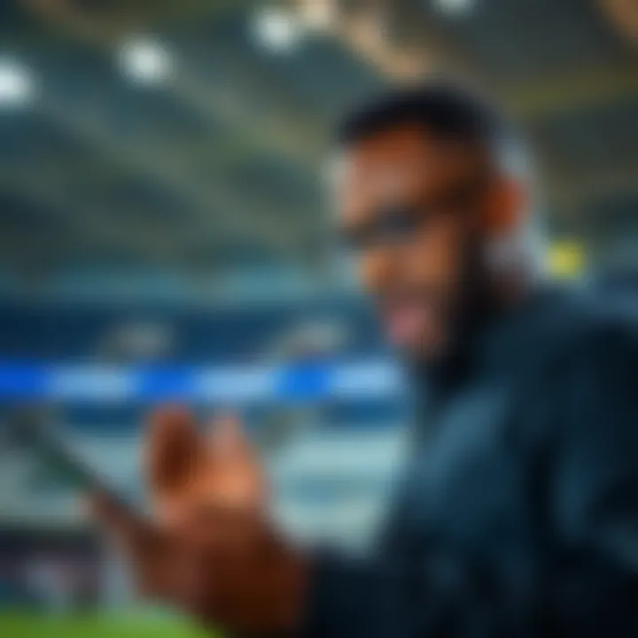 Excited Nigerian sports bettor analyzing football match odds on a digital device