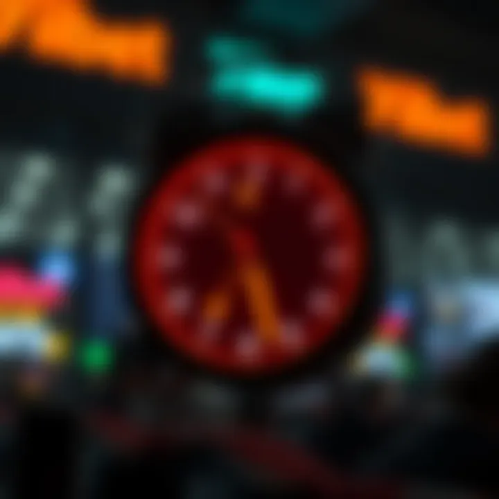 Illustration of a digital clock with currency symbols representing withdrawal time awareness