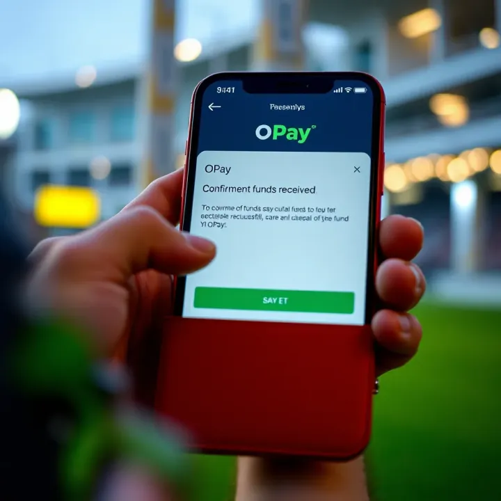Confirmation of Funds Received in OPay Wallet OPay mobile wallet displaying a successful funds transfer notification